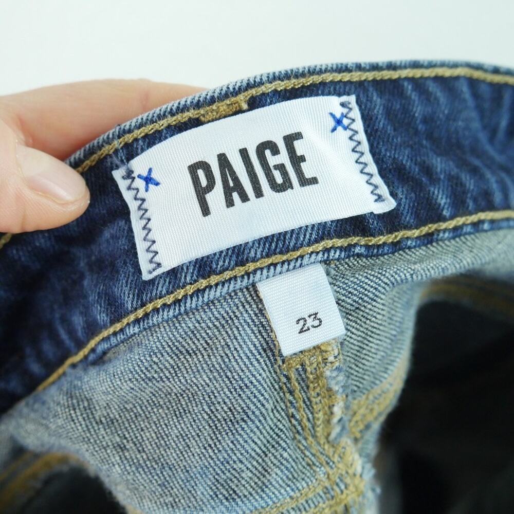 Paige Margot Short Size 23 High Rise Denim Blue Jean Short Shorts Distressed - Picture 8 of 10